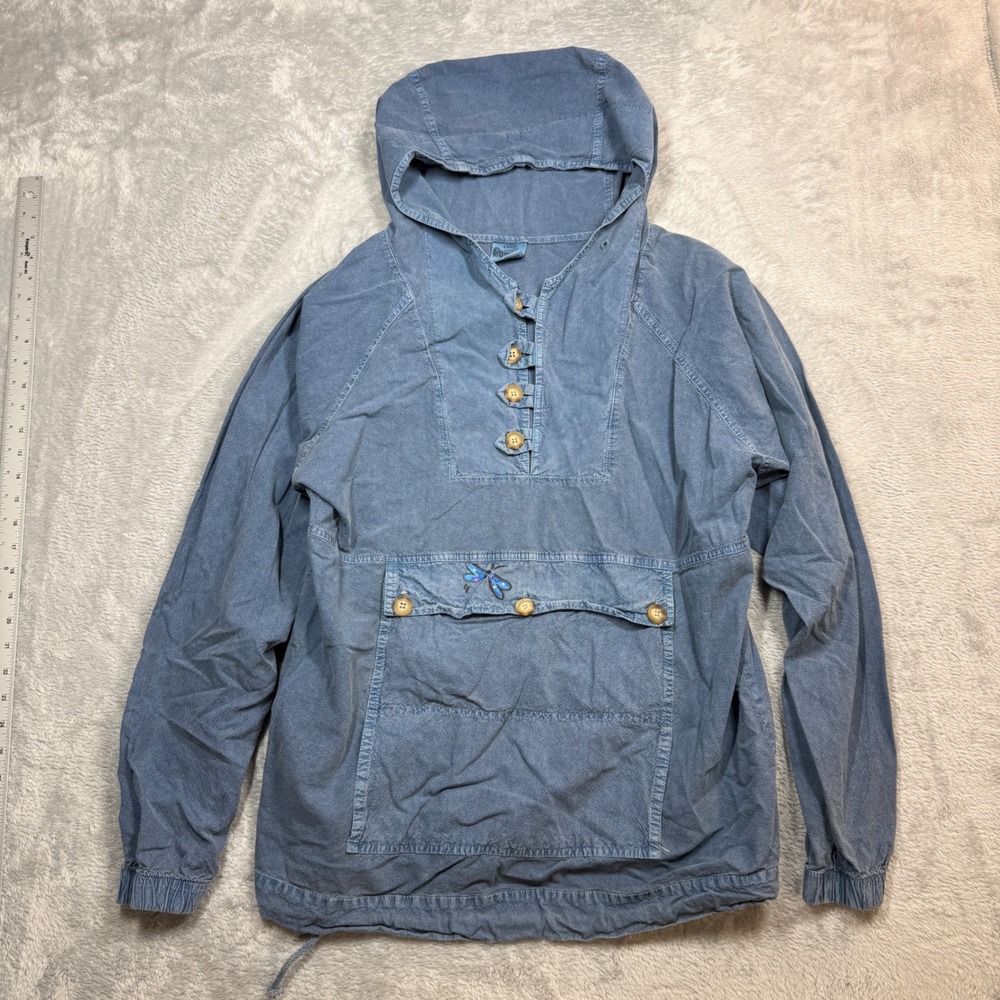 Vintage Cottonseed Wear Anorak Hoodie Womens S Blue Faded Distressed Boho Y2K